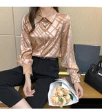 Long Sleeve Elegant Satin Blouse Shirt