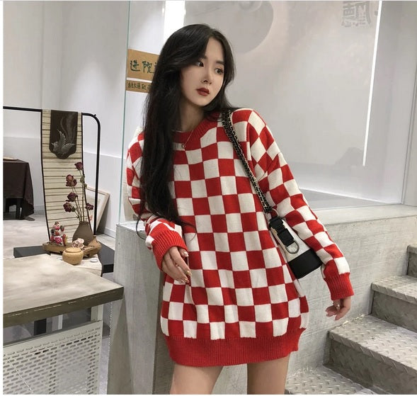 Elegant Checkered Plaid Sweater