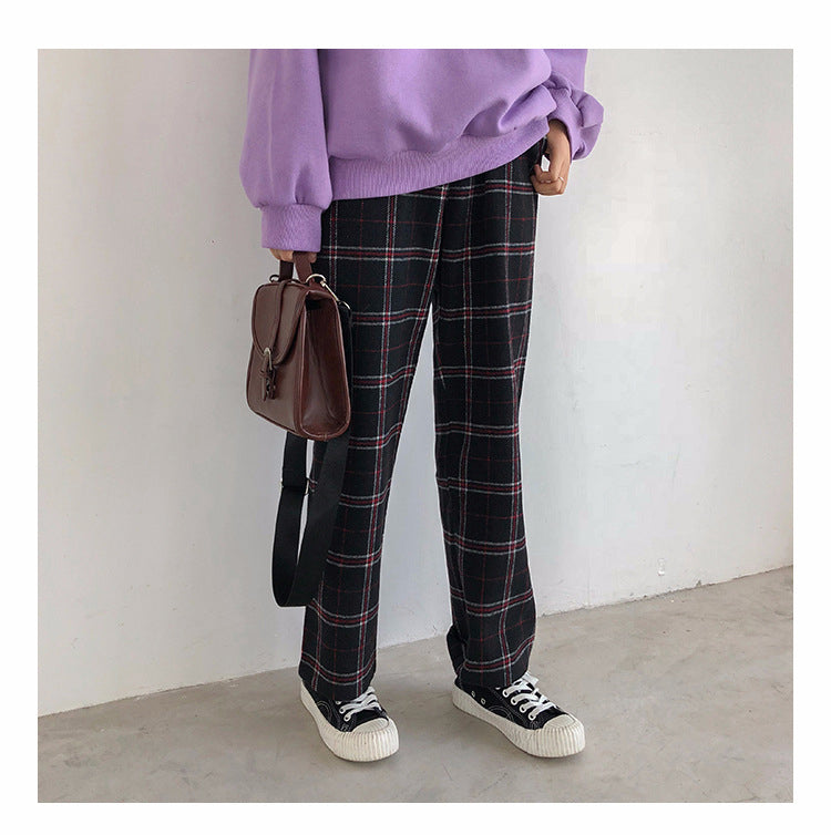 Loose Casual Plaid Pants