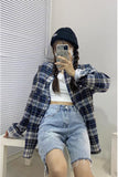 Loose Oversize Plaid Blouse Shirt