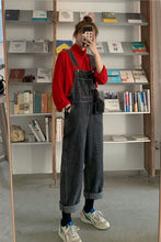 Vintage Black Loose Denim Jumpsuits