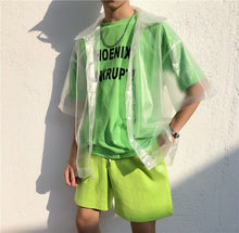 Casual Plastic Transparent Short Sleeve Retro Shirt