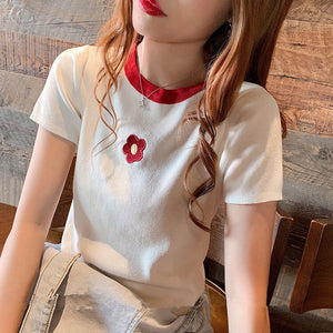 Daisy Embroidered Casual Slim Shirt