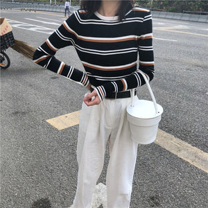 Striped Basic Slim Sweater