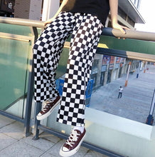 Retro Checkered Pattern Loose Pants