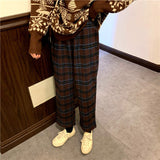 High Waist Loose Thick Fleece Plaid Pants