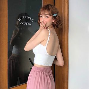 Chest Pad Sexy Stretchy Backless Crop Top