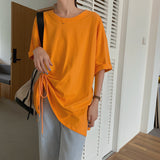 Loose Side Tie O-Neck Casual Shirts