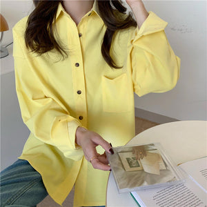 Long Sleeve Casual Basic Office Blouse Shirt