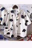 Milk Cow Dot Short Sleeve Blouse Shirt