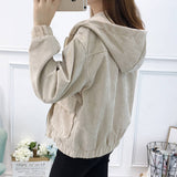 Zip Up Hooded Corduroy Jacket