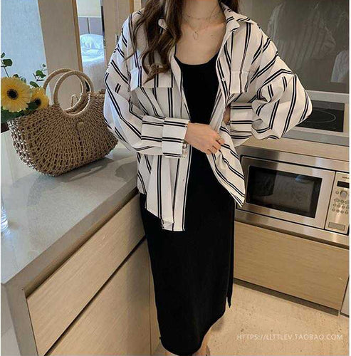 Loose Striped Oversize Blouse Shirt