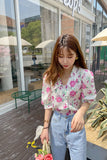 Floral Printed Puff Sleeve Retro Blouse Shirt