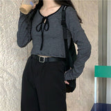 Long Sleeve Lace Front Striped Casual Shirt