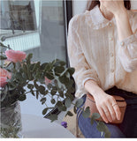 Doll Collar Long Sleeve Chiffon Blouse Shirt