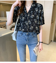 Floral Pattern Notched Collar Blouse Shirt