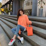 Little Heart Embroidery O-Neck Casual Sweater