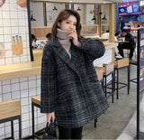 Elegant Plaid Wool Blend Coat