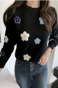 Daisy Floral Embroidery Sweater