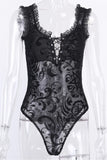 Sexy Lace Hollow Out Gothic Style Bodysuit