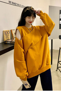 Irregular Style Long Sleeve Strapless Sweater