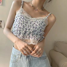 Sexy Floral Printed Lace Camis Crop Tops