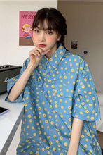 Short Sleeve Little Sun Flowers Printed Blouse Shirt