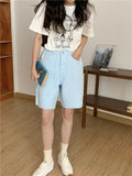 High Waist Wide Leg Pastel Colors Shorts Jeans