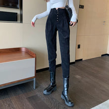 High Waist Vintage Slim Long Corduroy Pants