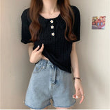 Cute Little Daisy Button Slim Shirt