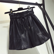 Belted Tie Casual PU Leather Shorts