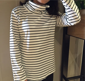 Striped Turtleneck Long Sleeve Shirt
