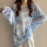 Long Sleeve Tie Dye Semi Transparent Shirts