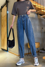 Elastic Waist Long Slim Jeans Pants