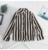 Stripe Chiffon Long Sleeve Blouse Shirt