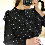 Elegant Polka Dot Ruffle Office Blouse Shirt