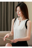 V-Neck Chiffon Sleeveless Solid Blouse Shirt