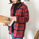 Plaid Color Patchwork Long Sleeve Shirt