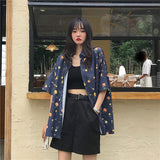 Flowers Pattern Short Sleeve Blouse Shirt