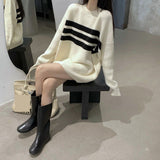 Loose Striped Long Knitted Sweater