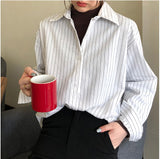 Long Sleeve Casual Striped Blouse Shirt