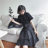 Half Color Plaid Skirt