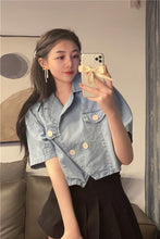 Short Sleeve Irregular Style Denim Shirt