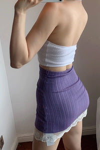 Retro Lace Stitching Strappy Slim Skirt