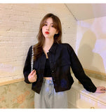 Solid Long Sleeve Casual Cropped Jacket