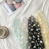 Long Sleeve Mesh Flower Pattern Blouse Shirt