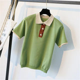 Polo Collar Buttons Knitted Shirt