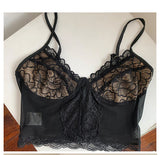 Sexy Lace Mesh V-Neck Short Tank Top