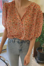 Flowers Notched Style Collar Blouse Shirt