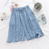 High Waist Solid Drawstring Elastic Shorts Pants 